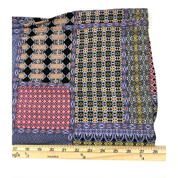 Ellos Pants Womens Medium 14-16 Rayon Quilt Geo Print Wide Leg Slacks Pockets - Picture 10 of 11